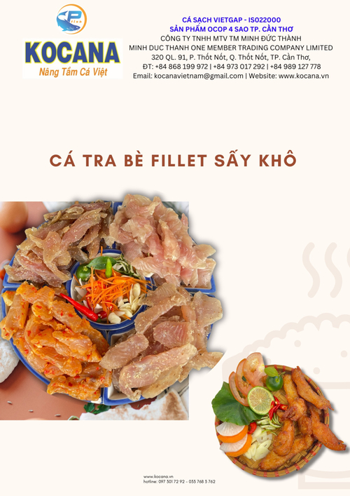 Cá tra phi lê sấy khô (còn da, còn mỡ)
